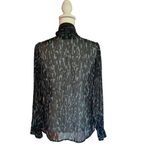 Dennis Basso Dennis By  Shear Blue Animal Print Tie Neck Blouse Size XXS Photo 1