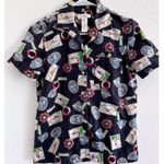 Jones New York Shirt Womens PS Blue Linen Nautical Coastal Beachy Preppy Vintage Photo 0