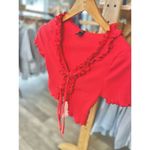 SheIn Womens cardigan size extra small/2 Red front tie open top ribbed short s… Photo 6