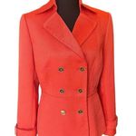 Tahari ASL Double Breasted Blazer w/ Belted Cuffs & Gold Buttons Orange Red SZ.4 Photo 0