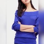 Free People Off Shoulder Thermal Pull-Over Top Purple Blue Boho size XS Photo 1