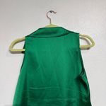 Sincerely Jules  Green Satin Button Down Sleeveless Blouse Sz M Photo 6