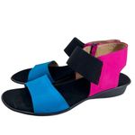 SESTO MEUCCI Eirlys Sling Back Sandals Blue Pink Soft Nubuck Italy Size 9 Photo 1