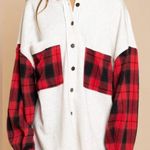 POL Shacket/shirt. Light Heathered Gray with Buffalo plaid accents. Size… Photo 3