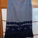 Tory Burch  navy blue wool blend fringe skirt size 8 Photo 0