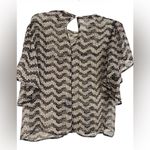 The Kooples  silk blouse black and white floral pattern tiered ruffle sleeve S Photo 1