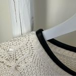Loft Faux Leather Trim Cable Knit Sweater Ivory Size Large Photo 9
