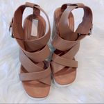 See By Chloe  37 Brown Leather Ankle Strap Wedges Photo 13