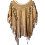Umgee  taupe fringed poncho cardigan s/m‎ NWT Photo 5