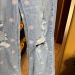 Tinseltown  Light Blue Floral Distressed Wide Leg Jeans Flower Peace Size 7 Jrs Photo 10