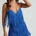 Showpo Royal Blue Fringe Mini Dress V Photo 0
