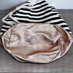Victoria's Secret  Drawstring‎ Tote Bag Backpack Weekender NWT Black White Gold Photo 10