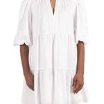 Emily McCarthy Frankie V Neck Puff Sleeve White Dress Photo 0