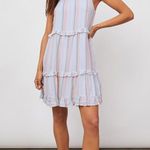 Rails Sandy Linen Blend Ruffle Mini Summer Sundress Women’s Sz L Biarritz Stripe Photo 2