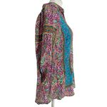 Tolani  Medium Silk Top Blouse Boho Colorful Photo 2