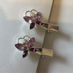NEW SILVER PINK AND PURPLE BUTTERFLY JEWELED HAIR CLIPS Photo 0