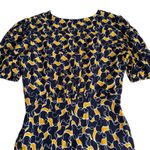 STAUD  Mini Milla V-Neck Dress in Navy Yellow Abstract Wave Print Women’s sz 10 Photo 6