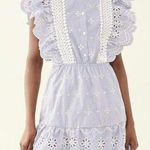 BB Dakota  NWT Ruffled Embroidered Eyelet Blue & White Dress Medium Photo 0