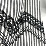 Maybe Wang Black and White Stripe Pom Pom Tassel Off Shoulder Dress Small Photo 8