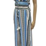 Venus  Striped Boho Side Slit Sleeveless Halter Jumpsuit Womens Large Photo 3