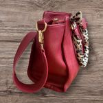 BCBG Paris Satchel Handbag with scarf wrapped strap handles. Red Photo 3