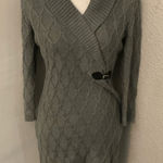 Calvin Klein Gray Cable Knit Shift Sweater Dress S Winter Cozycore Corporate Photo 0