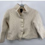 Paul James 100% Wool Cropped Jacket Cardigan Womens Sweater S Ivory Cable Knit * Photo 0