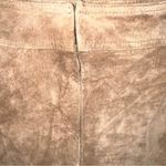 Tan Genuine Suede Leather Knee Length Skirt Front Pleat 14 Photo 4