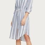 Michael Stars 💕💕 Vita Midi Long Sleeve Shirt Dress ~ Blue White Pink Striped XS Photo 0
