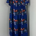 SheIn 1X Blue, Orange Floral Off Shoulder Dress with Pockets Photo 1
