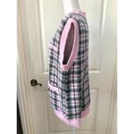 ZARA NWOT  Plaid Knit Vest with Pearl Buttons in Pink / Green Women's M Photo 7