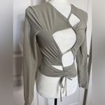 H&M Green Cut-Out Long Sleeve Top Photo 2