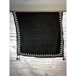 Lucky Brand  Black Embroidered Tassel Boho Bandana Shawl Wrap 42x43 Photo 6