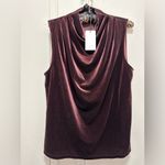 Reiss NWT  Wo Lola Draped Velvet Top - Berry Burgundy Large Photo 1