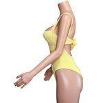 MONDAY SWIMWEAR Clovelly One Piece Swim, Honey Crinkle, Small Yellow Photo 5
