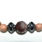 Source Unknown Intriguing Healing Wood Beads/ Agate Center/Black Hematite 6.5" Unisex Bracelet Photo 1
