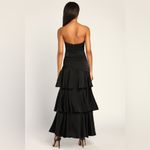 Lulus LULU’S Blissfully Beautiful Black Satin Strapless Tiered Maxi Dress Photo 4