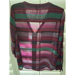 Candie's  Size XL Purple Multi Color Roll Tab Zip Front V-Neck Pocket Front Top Photo 6