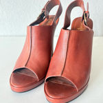 Cole Haan  Women's Brown Leather Pumps Peep Toe Slingback Block Heels Size 8 Photo 0