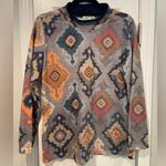 Trisha Tyler Size S Navy Blue Aztec Print Long Sleeve Mock Neck Stretch Top Photo 0