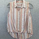 Lounge Beach Lunch  Button Down Shirt Sleeveless Striped Size Small Tie Front Photo 0