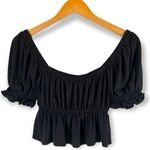 Urban Outfitters  | S | Black Off-Shoulder Short Sleeve Peasant Babydoll Crop Top Photo 1