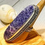 Lepidolite Sterling Silver Ethnic Style Statement Ring Size 7 Purple Photo 2