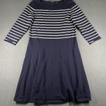 Lauren Ralph Lauren Dress Womens Large Navy White Striped 3/4 Sleeve Boatneck Blue Photo 0