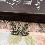Antique Brass Anchor Rhinestone Stud Earrings Sailor Tan Photo 5