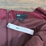 ASOS LUXE Curve Satin Shiny Wide Leg Jumpsuit Size 14 Wine/Burgundy Off Shoulder Red Photo 2