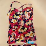 Seafolly Raspberry Pink Multicolor Floral Kabuki Bloom Bikini Swim Suit Sz 10 US Photo 3