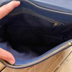 Tory Burch Women's Block-T Blue Pebbled Leather Shoulder Bag Photo 10