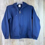 Vanity Fair Navy Blue Large Zipper Front Long Sleeve Hoodie Front Pockets Photo 0