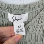 Japna  Smocked Ruffle Short Sleeve Sage Green Top V-neck Peplum Size M Photo 3